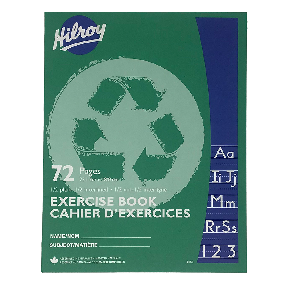 Hilroy Exercise Book (7 1/8" x 9 1/8") - 72 pages (1/2 Plain - 1/2 Interlined)